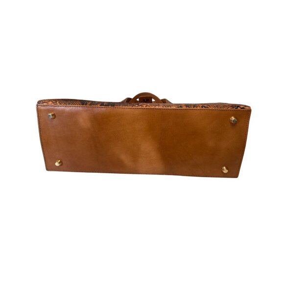 Snake Leather Handbag With Double Handles & Snap Closure - Picture 11 of 11